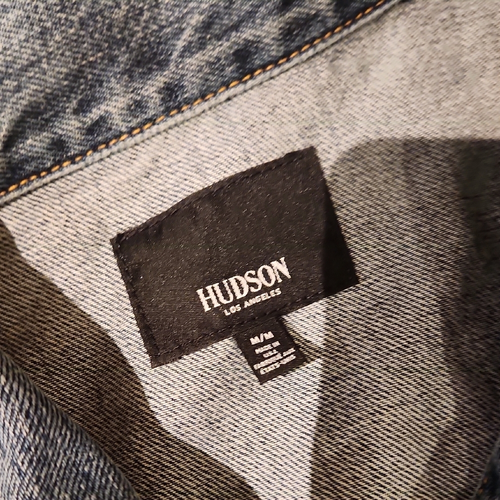 ❤️ HUDSON JEANS TWO-TONE OVERSIZED DISTRESSED DENIM JEAN JACKET, MEDIUM - Picture 5 of 12